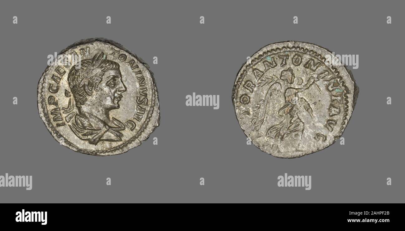 Ancienne cité romaine. Denier (pièce de monnaie) représentant l'Empereur Antonin le Pieux. AD 138-161 AD. L'Empire romain. Silver Banque D'Images