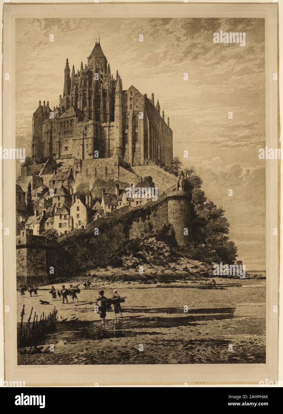 Axel Herman Haig. Mont Saint-Michel. 1882. La Suède. Eau-forte en noir sur papier Banque D'Images