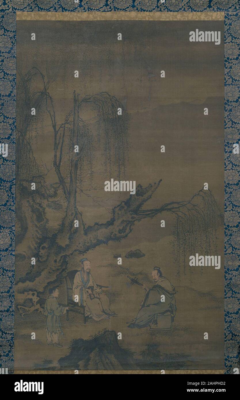 Deux Scholar-Musicians dans un paysage. 1401-1500. La Chine. Défilement pendaison ; l'encre et couleur sur soie Banque D'Images
