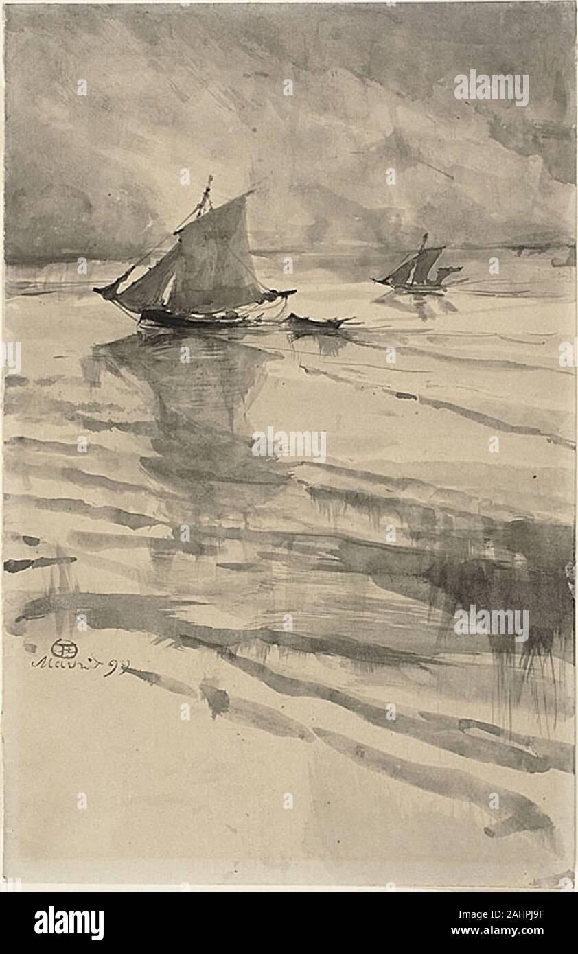 Henri de Toulouse-Lautrec. Voiliers. 1899-1901. La France. Pinceau et encre noire et grise, se laver sur vélin ivoire Banque D'Images