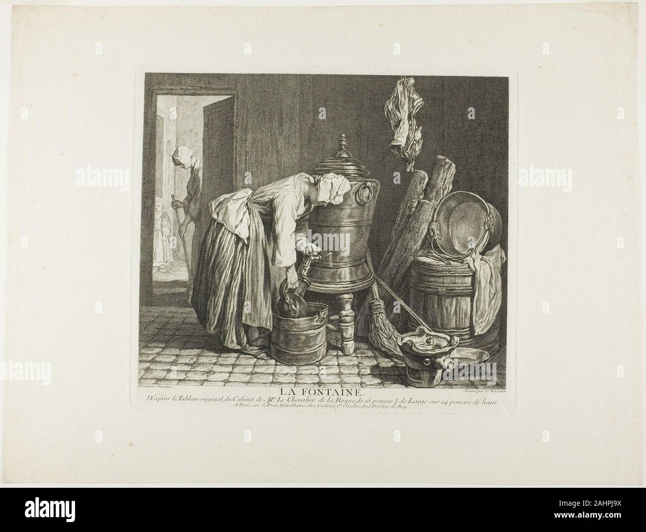 Charles-Nicholas Cochin, la plus jeune. La fontaine. 1739. La France. Gravure sur papier en 1752 Charles Nicolas Cochin est devenu le gardien de l'encombrement du Roi et de collecte en 1755 le secrétaire de l'Académie Royale, où il a travaillé en étroite collaboration avec l'artiste et le genre de vie Jean Siméon Chardin pour accrocher les salons annuels. Banque D'Images Charles-Nicholas Cochin, la plus jeune. La fontaine. 1739. La France. Gravure sur papier en 1752 Charles Nicolas Cochin est devenu le gardien de l'encombrement du Roi et de collecte en 1755 le secrétaire de l'Académie Royale, où il a travaillé en étroite collaboration avec l'artiste et le genre de vie Jean Siméon Chardin pour accrocher les salons annuels. Banque D'Images