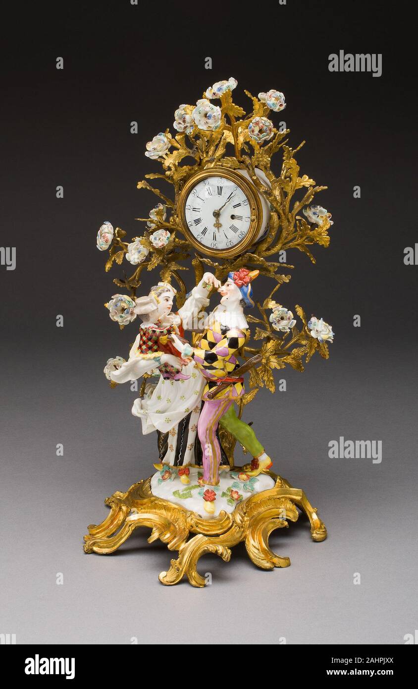 Manufacture de porcelaine de Meissen (fabricant). L'horloge de la famille arlequin. 1735-1745. Meissen. Pâte dure, porcelaine, émaux polychromes et dorure Banque D'Images