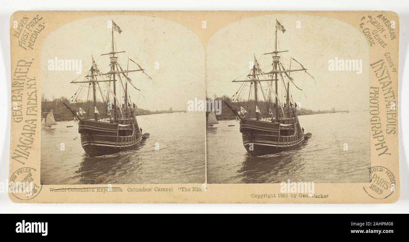 George Barker. World's Columbian Exposition, Colomb Caravelle, la Nina. 1887-1893. United States. À l'albumine argentique, stéréo Banque D'Images