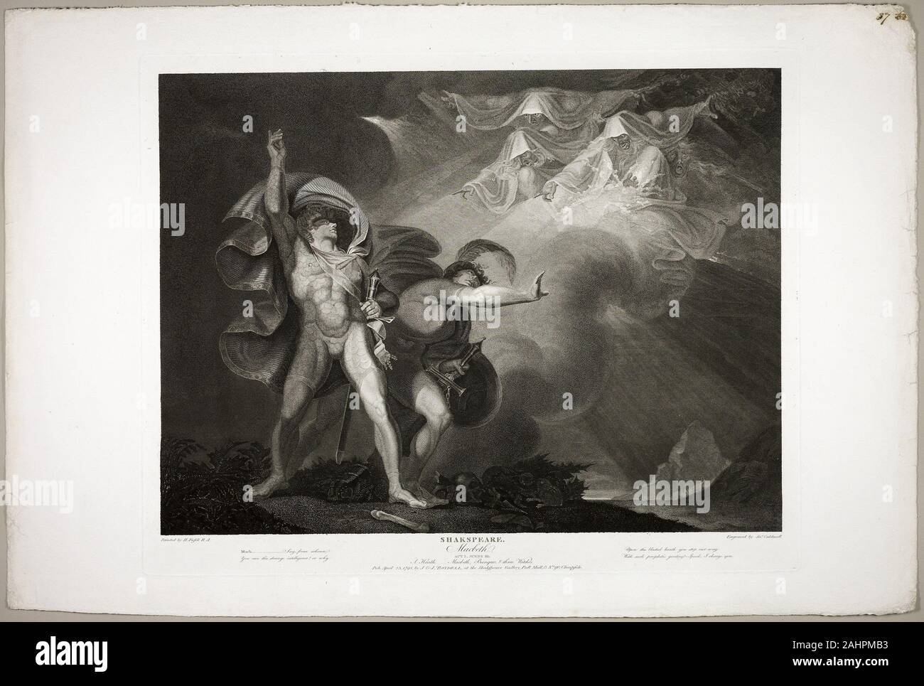 James Caldwall. Les Sorcières semblent Macbeth et Banquo. 1798. L'Angleterre. Gravure sur papier vélin ivoire Banque D'Images