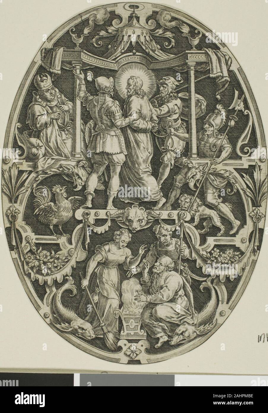 Jan Sadeler, l'Aîné. L'Arrestation du Christ, à partir de la Passion du Christ. 1570-1600. La Flandre. Gravure en noir sur papier vergé ivoire Banque D'Images