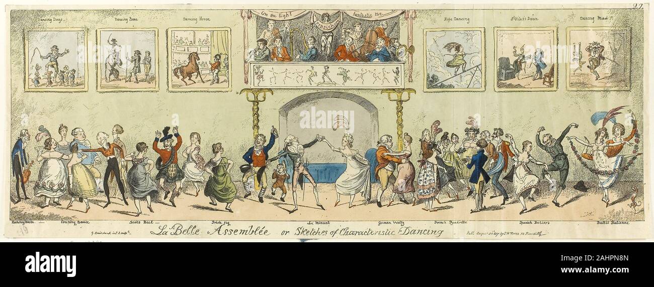 George Cruikshank. La Belle Assemblée. 1817. L'Angleterre. Gravure coloriée sur papier vélin Banque D'Images