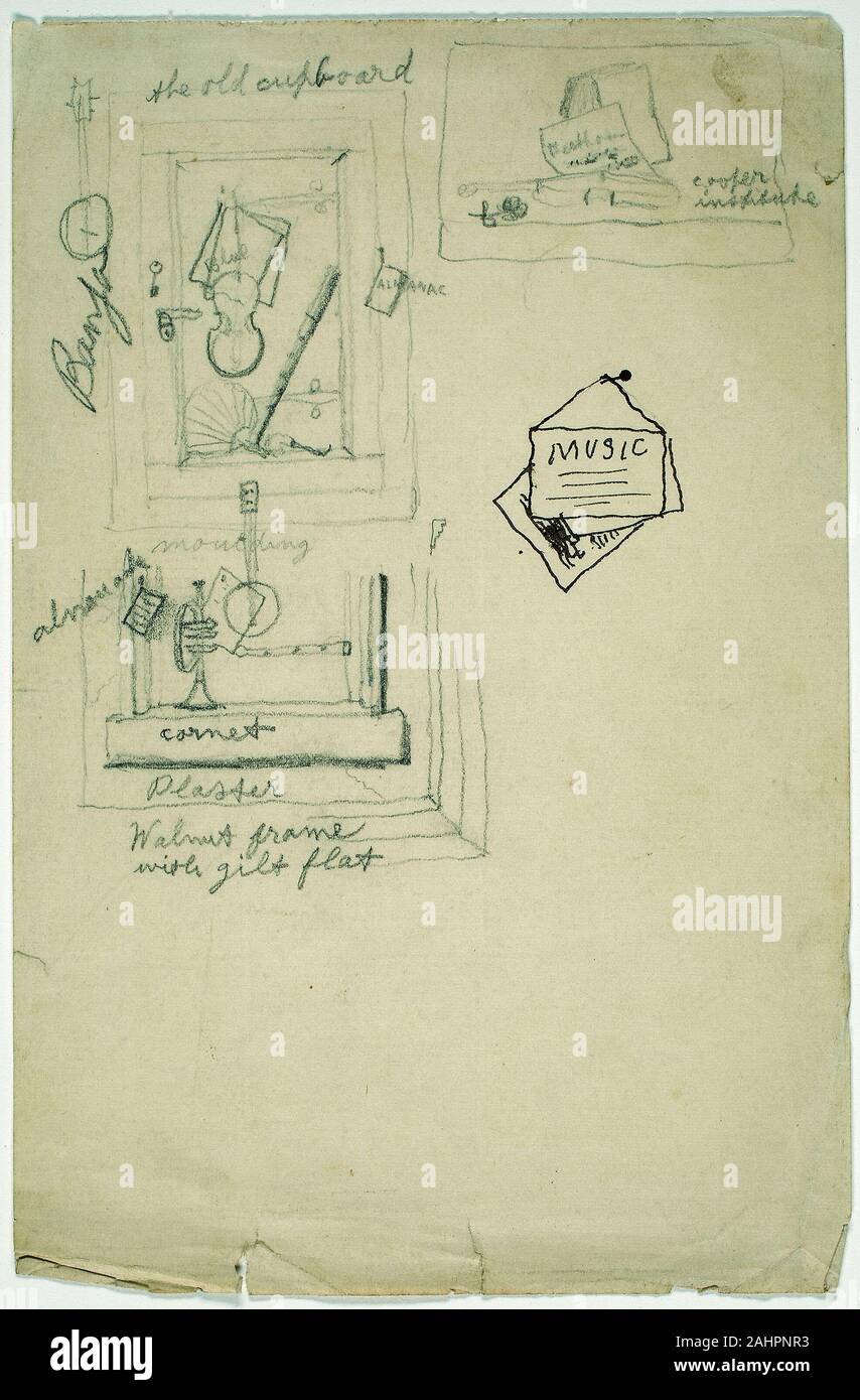 William Michael Harnett. Croquis de la vie encore. 1868-1892. United States. Graphite, plume et encre brune sur papier vergé crème Banque D'Images
