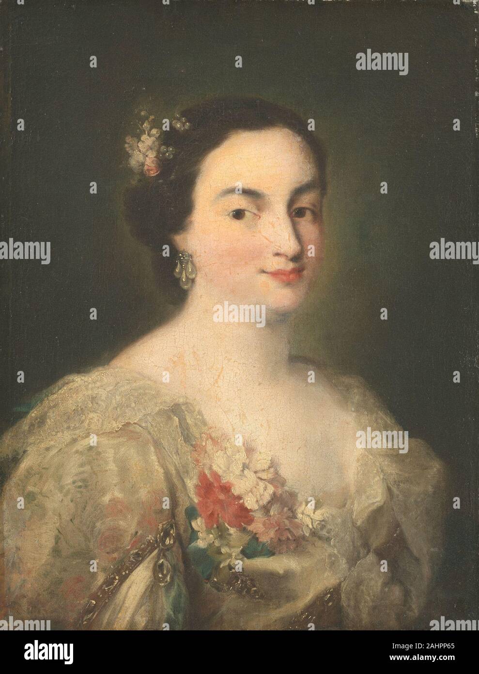 Alessandro Longhi. Portrait d'une jeune femme. 1750-1770. L'Italie. Huile sur toile Banque D'Images