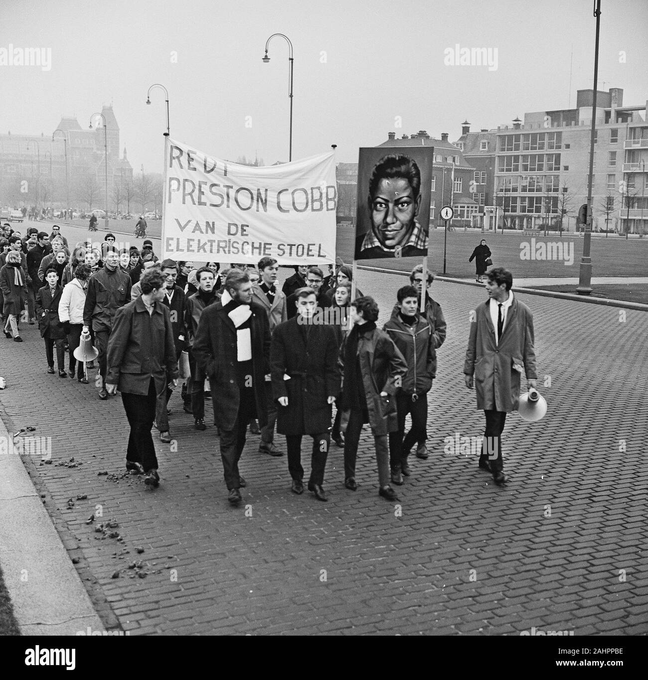 Pays-bas protestation contre la peine de mort pour Preston dans le Cobb USA ca. Années 1960 Banque D'Images