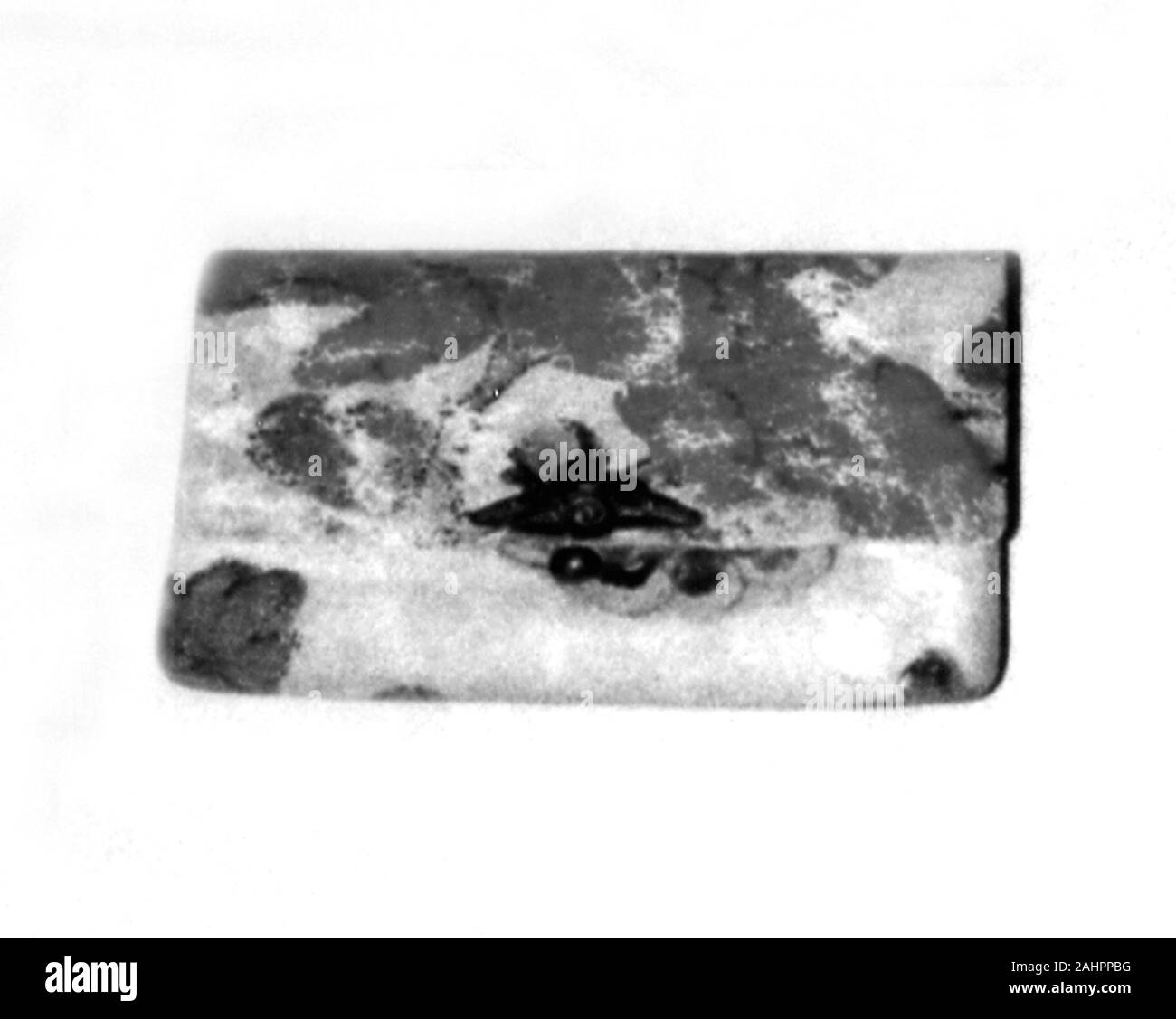 Blague à tabac. Entre 1850 et 1900. Le Japon. Cuir ; peindre ; doublé de daim ; imprimé ; boucle métallique et oeillets Banque D'Images