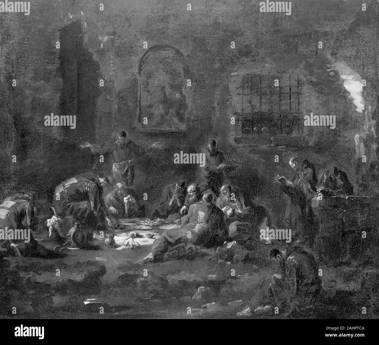 Alessandro Turchi. Moines au souper. 1695-1730. L'Italie. Huile sur toile Banque D'Images