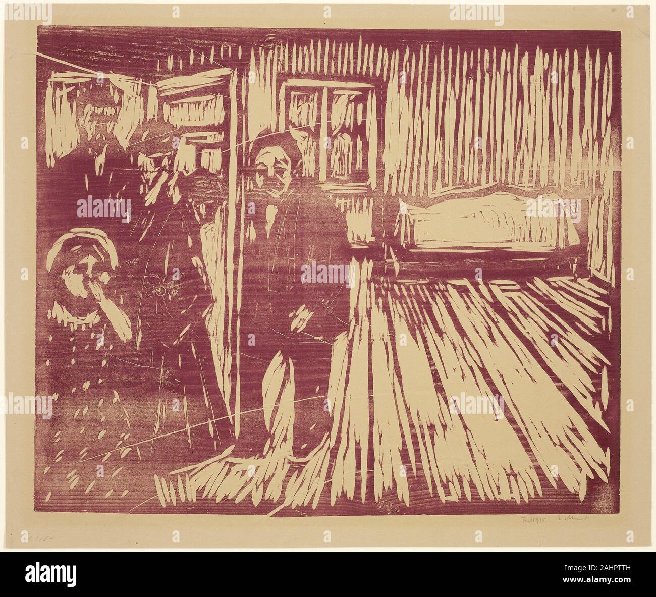 Edvard Munch. L'odeur de la mort. 1915. La Norvège. Gravure sur bois sur papier Banque D'Images