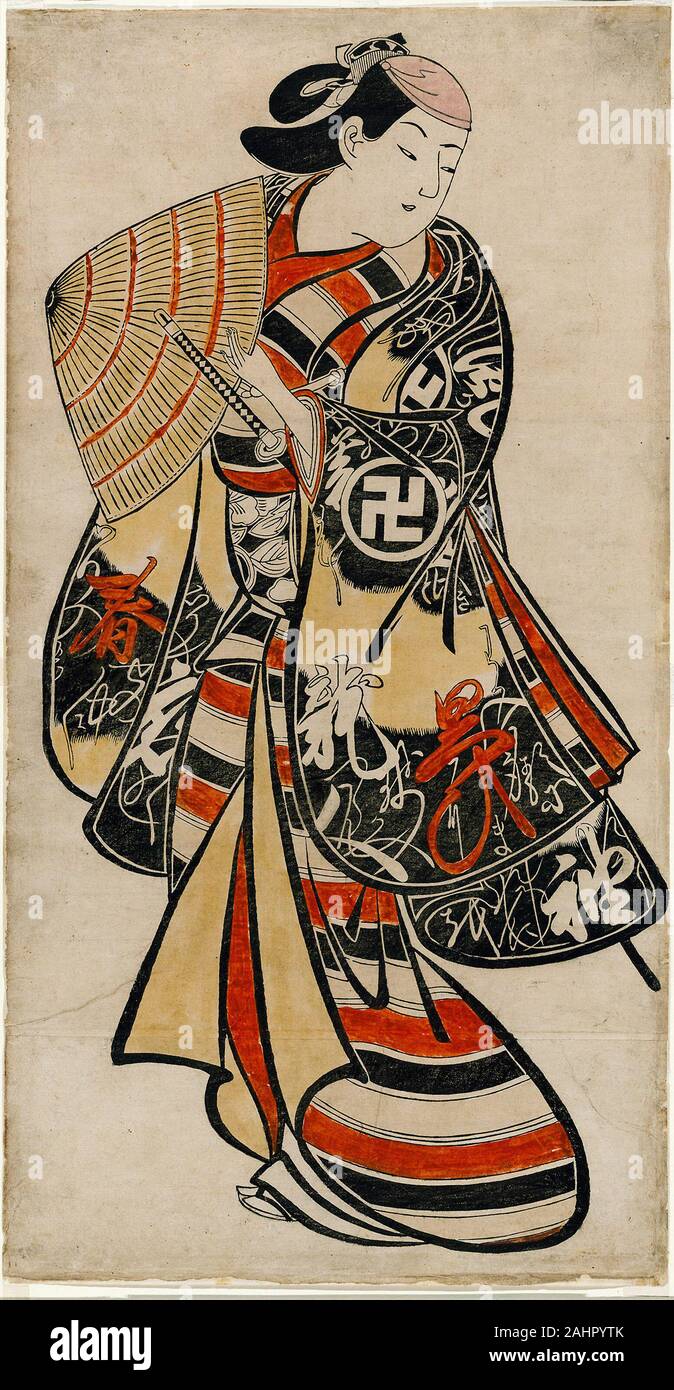 Torii Kiyonobu I. L'Acteur Takii Hannosuke comme un jeune efféminé. 1702-1712. Le Japon. À la main, gravure sur bois ; tan-e, vertical o-Oban Banque D'Images