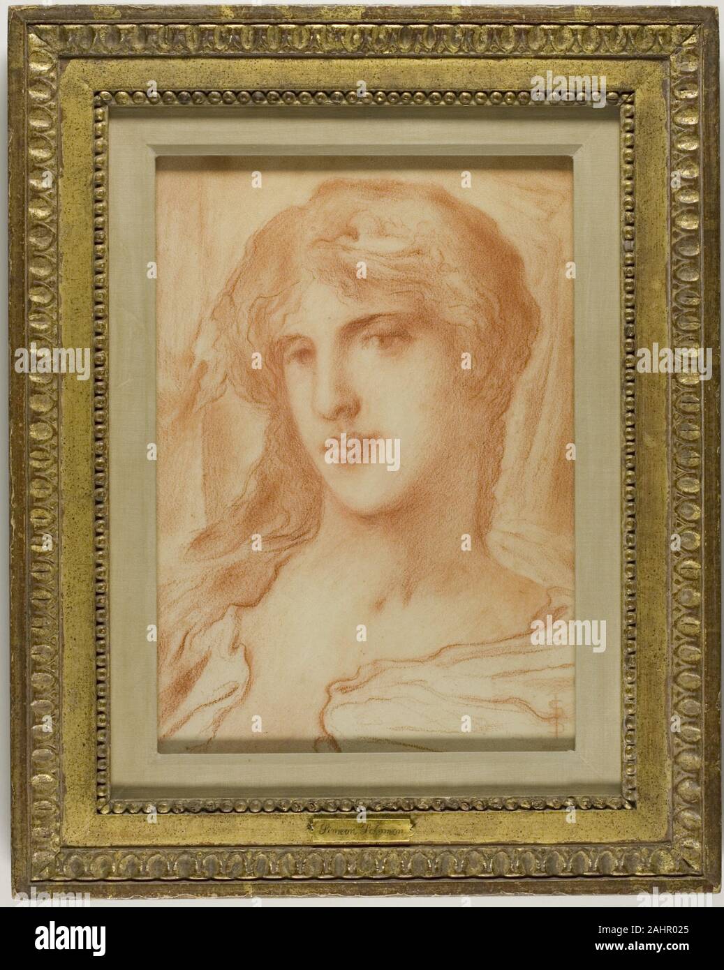 Simeon Solomon. La tête. 1875-1885. L'Angleterre. Craie rouge sur papier vélin chamois Banque D'Images