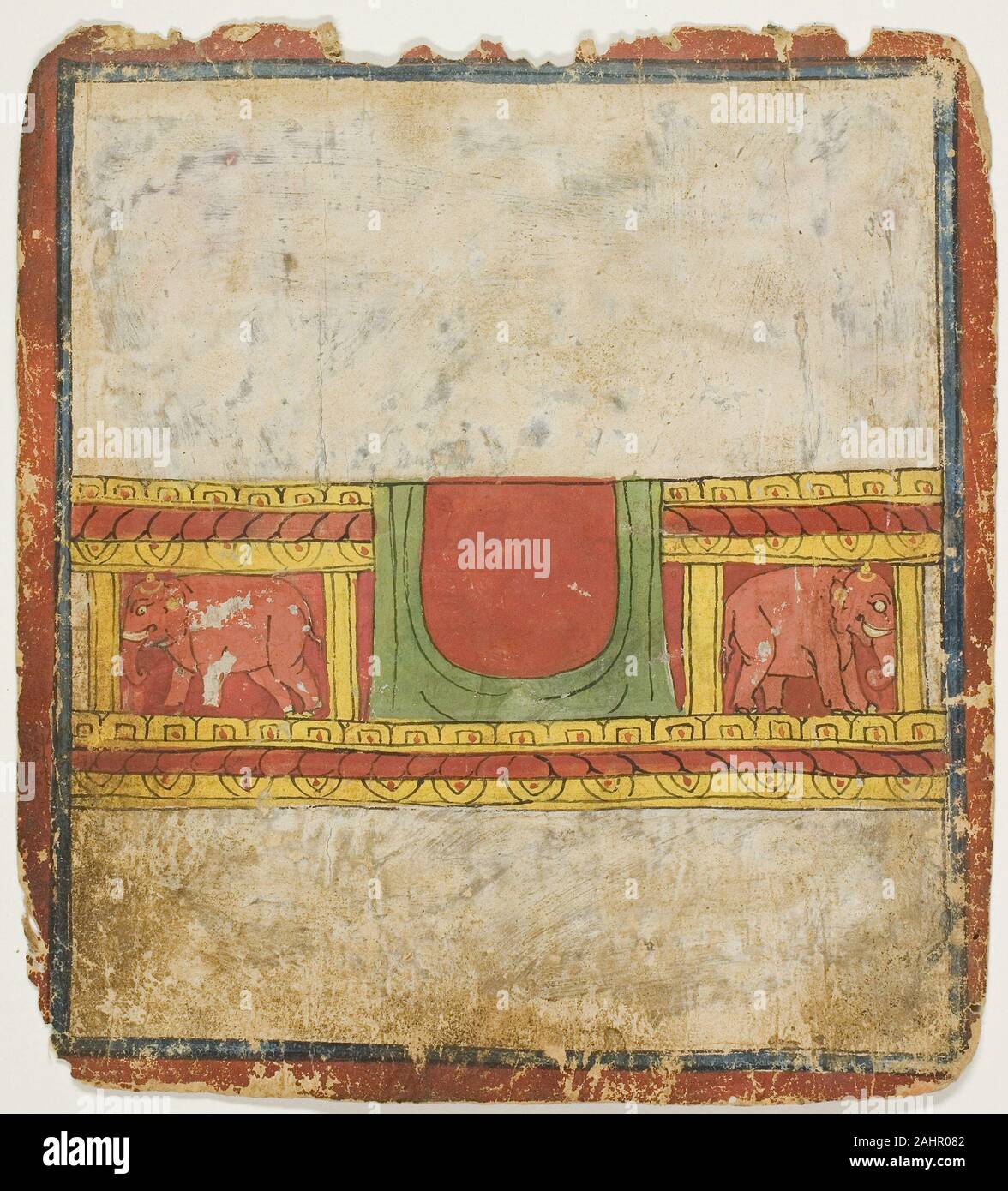 Trône de l'éléphant, à partir d'un ensemble de cartes d'initiation (Tsakali). 1299-1499. Le Tibet. Encre et aquarelle sur papier Banque D'Images