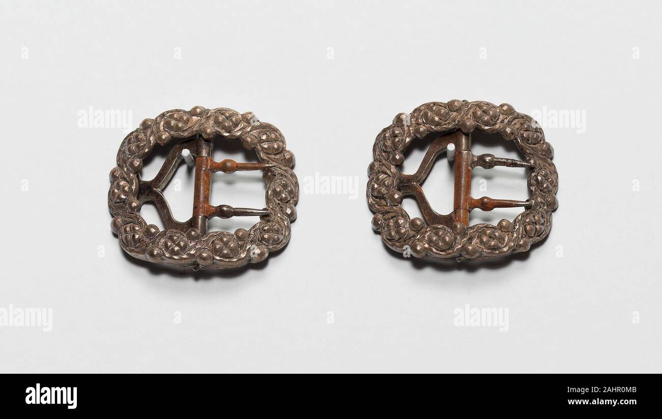 Paire de boucles. 1775-1799. L'Angleterre. L'argent et de l'acier Banque D'Images