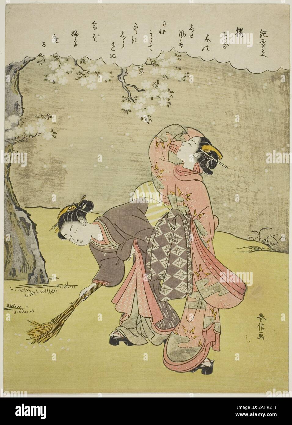 Suzuki Harunobu. Poème de ki no Tsurayuki, à partir d'une série sans titre de Tango Immortel des poètes. 1762-1770. Le Japon. Estampe chuban couleur ; Banque D'Images