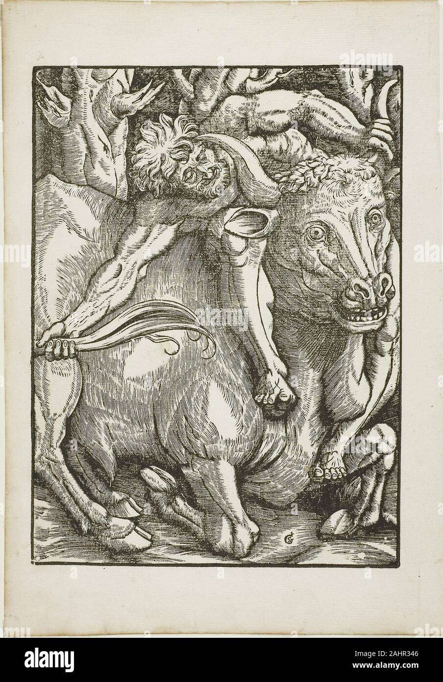 Gabriel le saumon. Les travaux d'Hercule Hercule Capture de la Crète et Bull. 1523-1533. La France. Gravure sur bois sur papier Banque D'Images