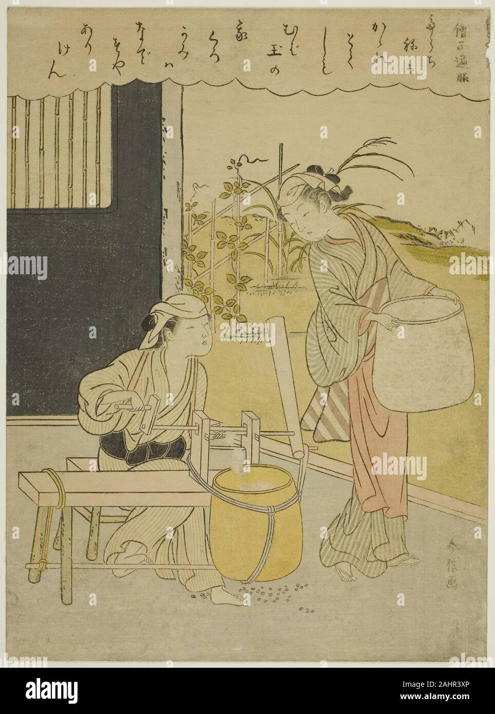Suzuki Harunobu. Poème de Sojo Henjo, à partir d'une série sans titre de Tango Immortel des poètes. 1762-1770. Le Japon. Estampe chuban couleur ; Banque D'Images