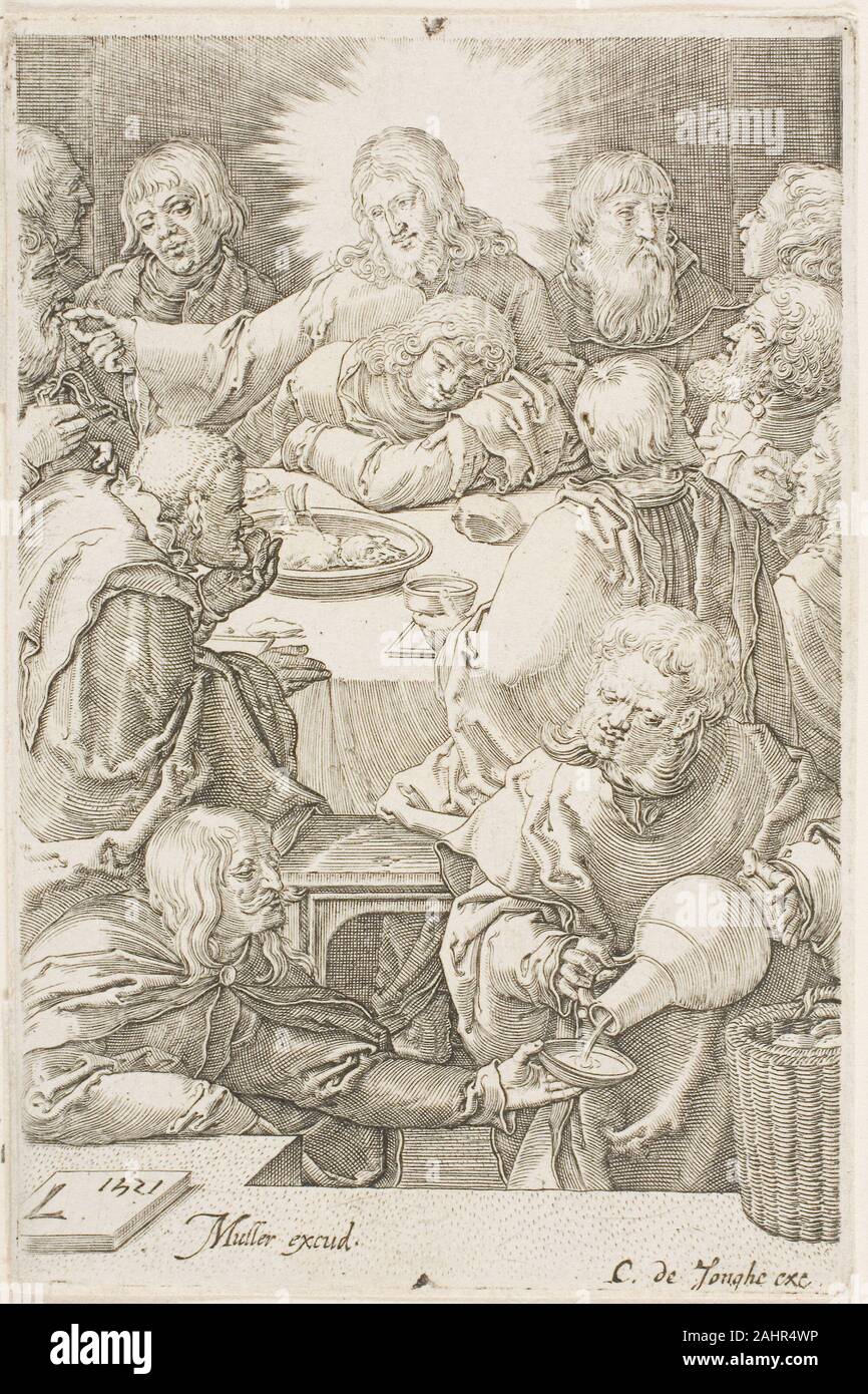 Jan Leon Lhermitte. Muller. La dernière Cène. 1610-1625. La Hollande. Gravure en noir sur papier vergé ivoire Banque D'Images