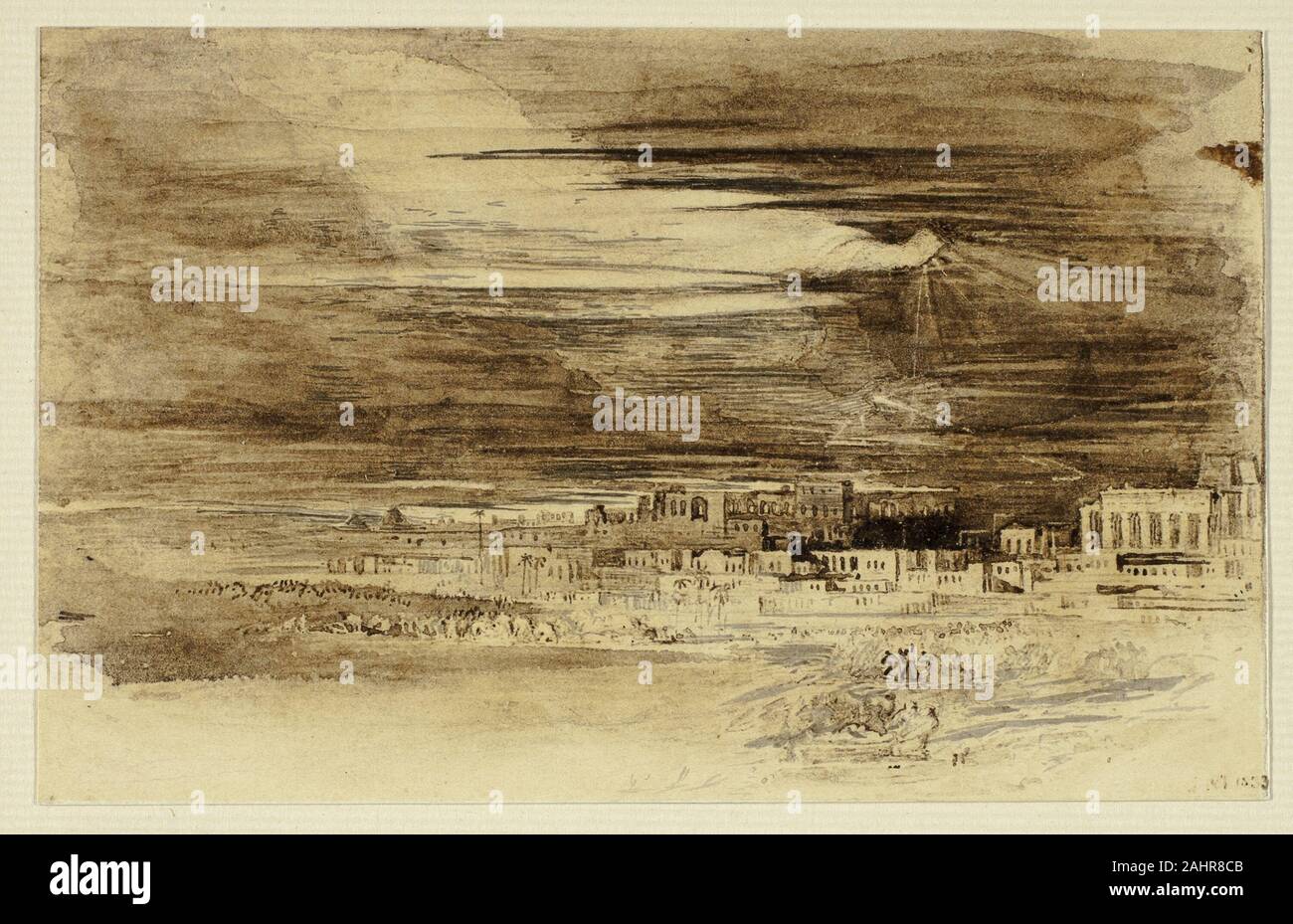 John Martin. Détruire l'ange. 1833. L'Angleterre. Et pinceau aquarelle brun et noir, avec des touches de grattage, sur vélin crème Banque D'Images