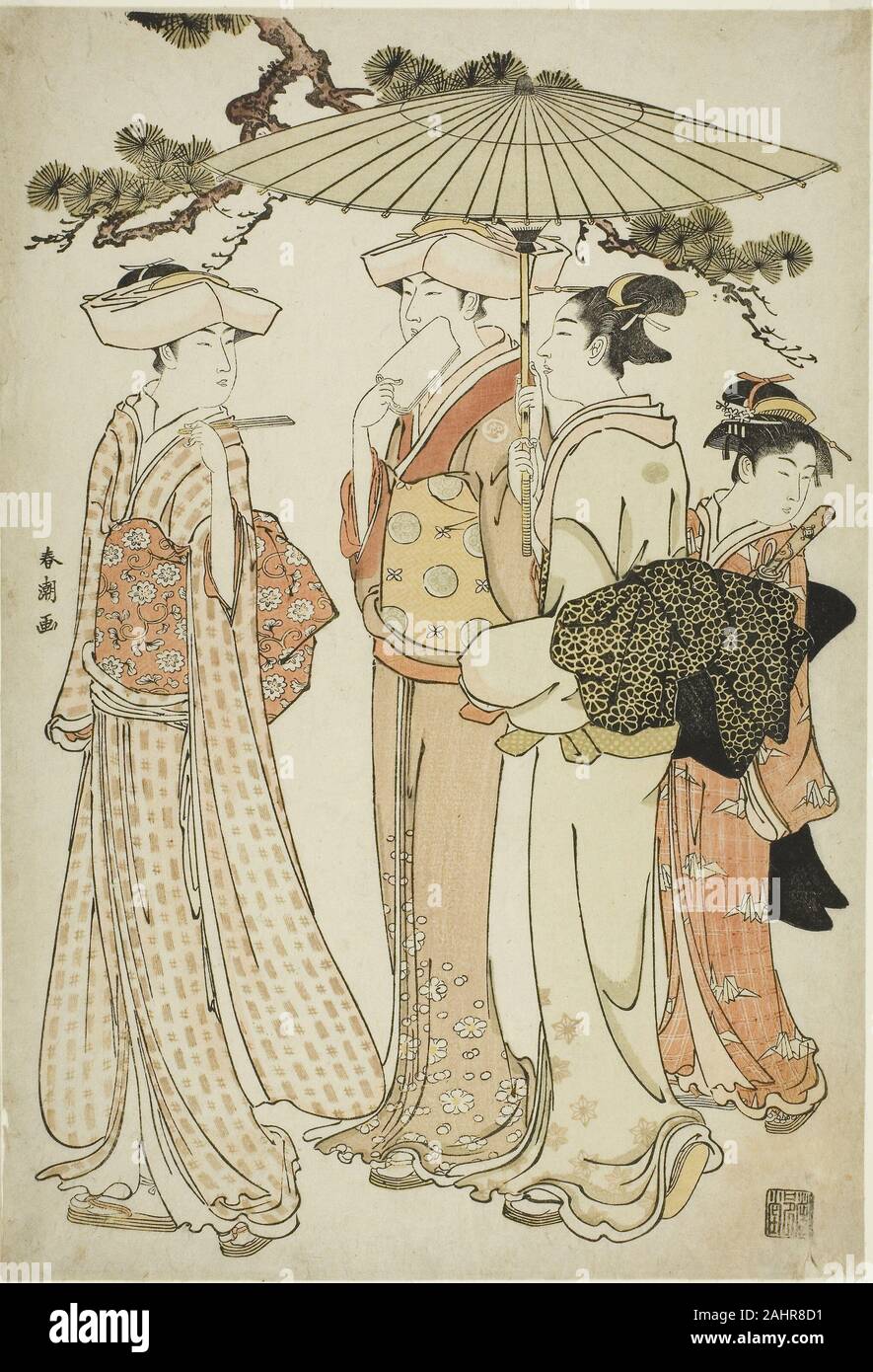 Katsukawa Shunchô. En Promenade. 1775-1806. Le Japon. Estampe oban couleur ; Banque D'Images