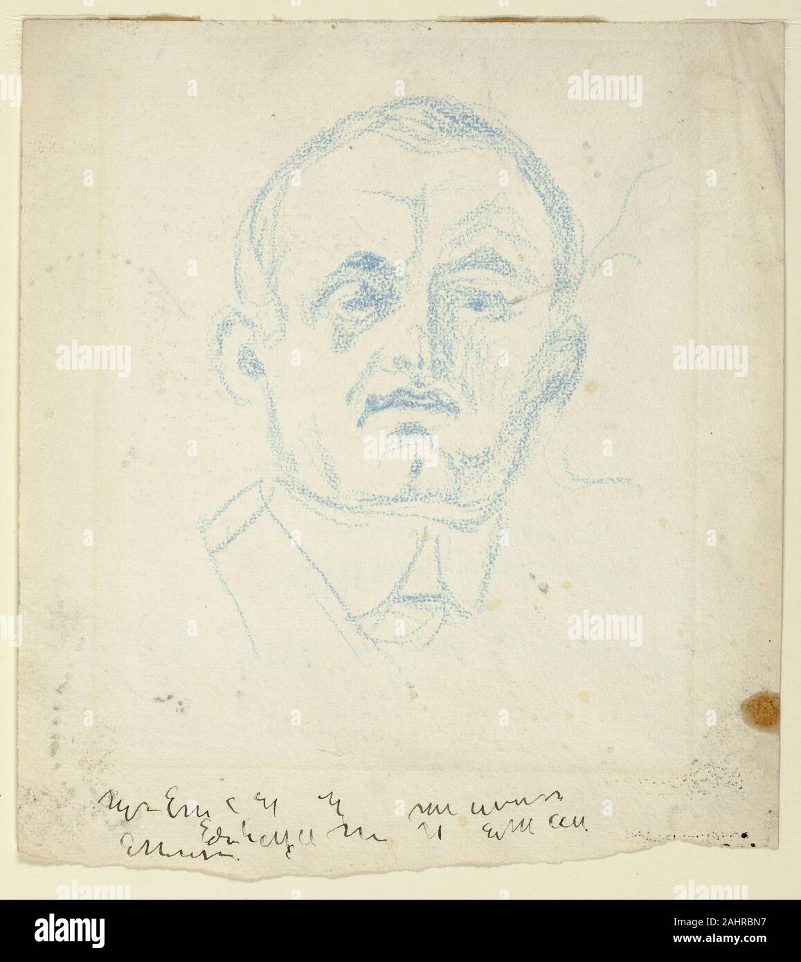 Edvard Munch. Self-Portrait. 1883-1944. La Norvège. Crayon sur papier bleu Banque D'Images