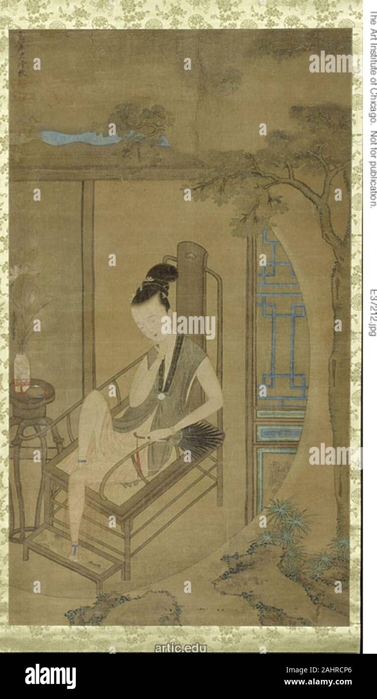 Leng Mei. Femme Fantasmant. 1662-1722. La Chine. Défilement pendaison ; l'encre et couleur sur soie Banque D'Images