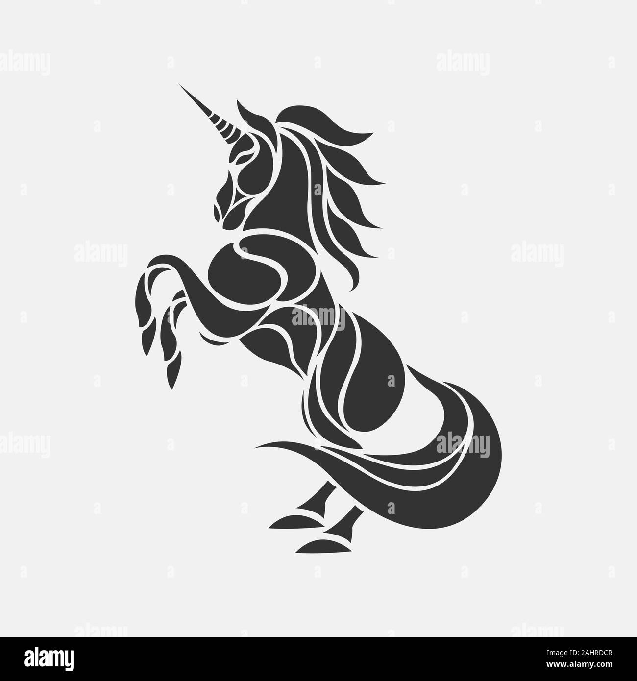 Icône silhouette vecteur logo UNICORN, chevaux tattoo. Illustration de Vecteur