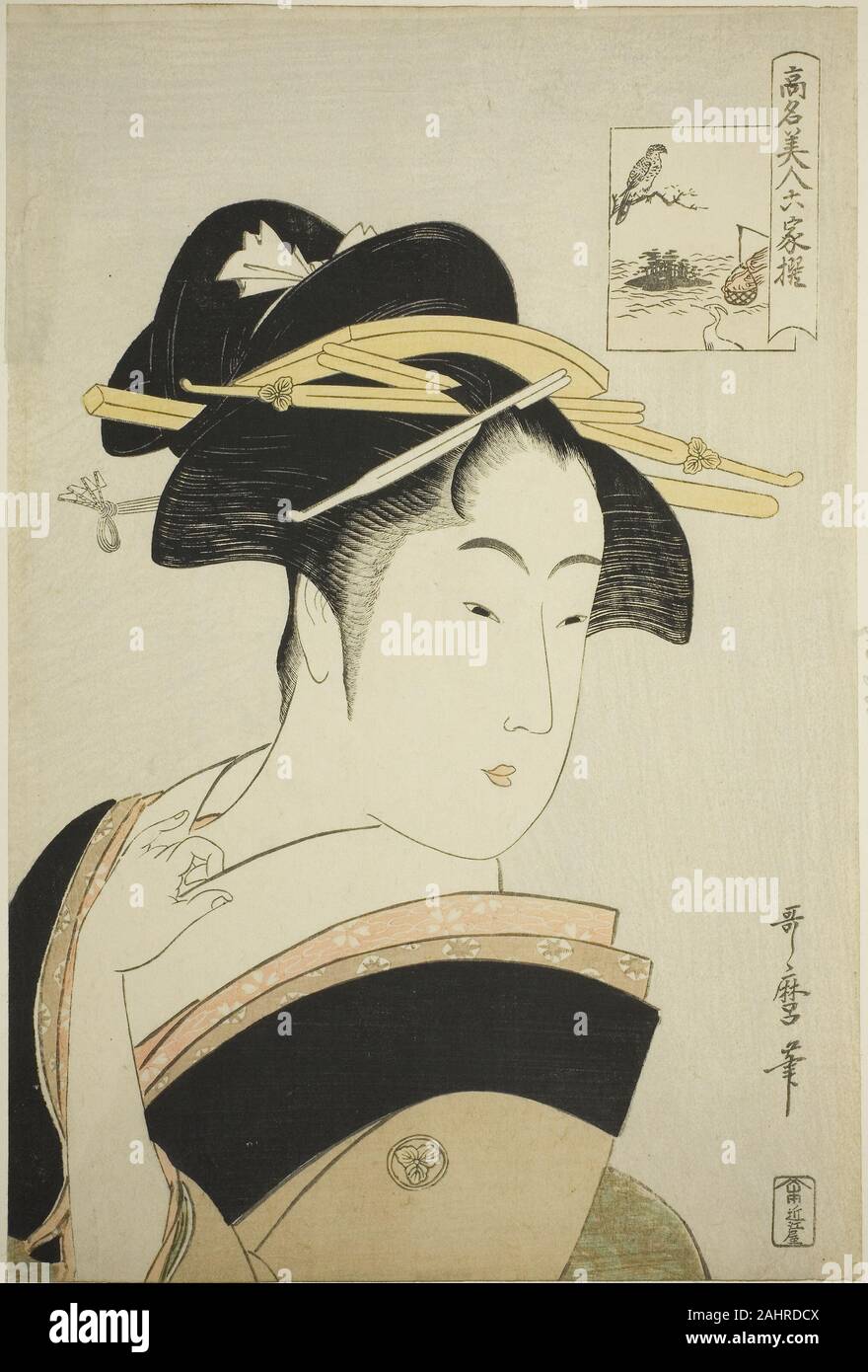 Kitagawa Utamaro. Takashima Ohisa, de la série Beautés de renommée mondiale comparée à la Six poètes immortels (Komei bijin rokkasen). 1790-1801. Le Japon. Estampe oban couleur ; Banque D'Images