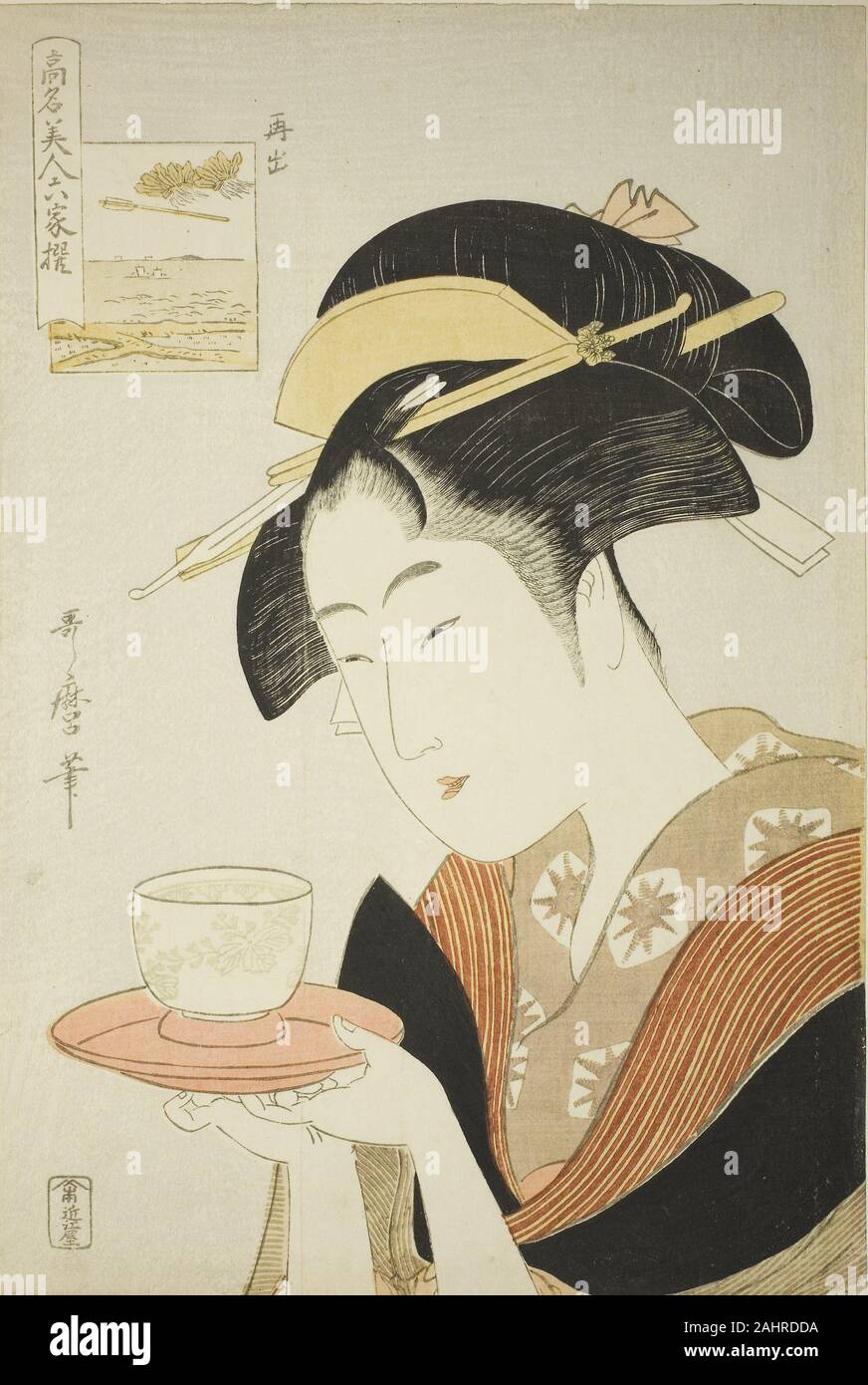 Kitagawa Utamaro. Naniwaya Okita, apparaissent à partir de la série "Beautés de renommée mondiale comparée à la Six poètes immortels ( Komei bijin rokkasen ). 1790-1901. Le Japon. Estampe oban couleur ; Banque D'Images