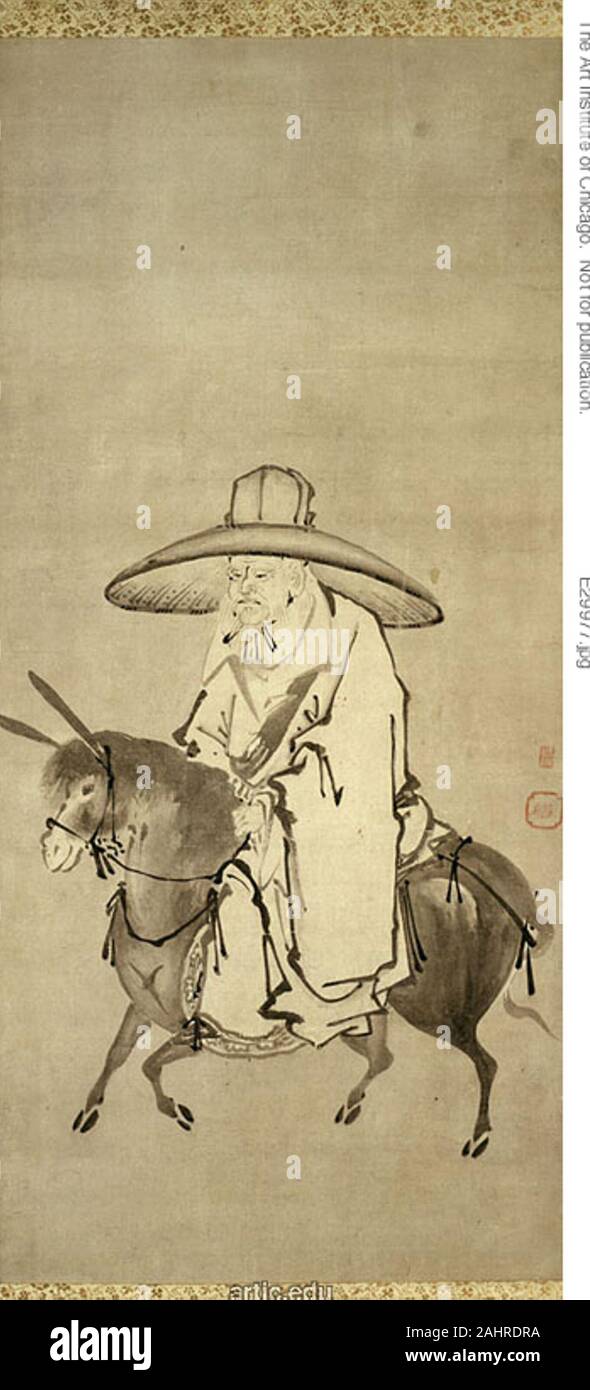 Kanô Okuma. Le poète du fu un âne. 1601-1633. Le Japon. Hanging scroll, encre sur papier Banque D'Images