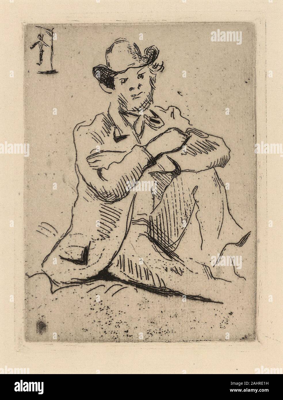 Paul Cézanne. Guillaumin avec le Pendu Man. 1873. La France. Gravure sur bois sur papier crème Banque D'Images