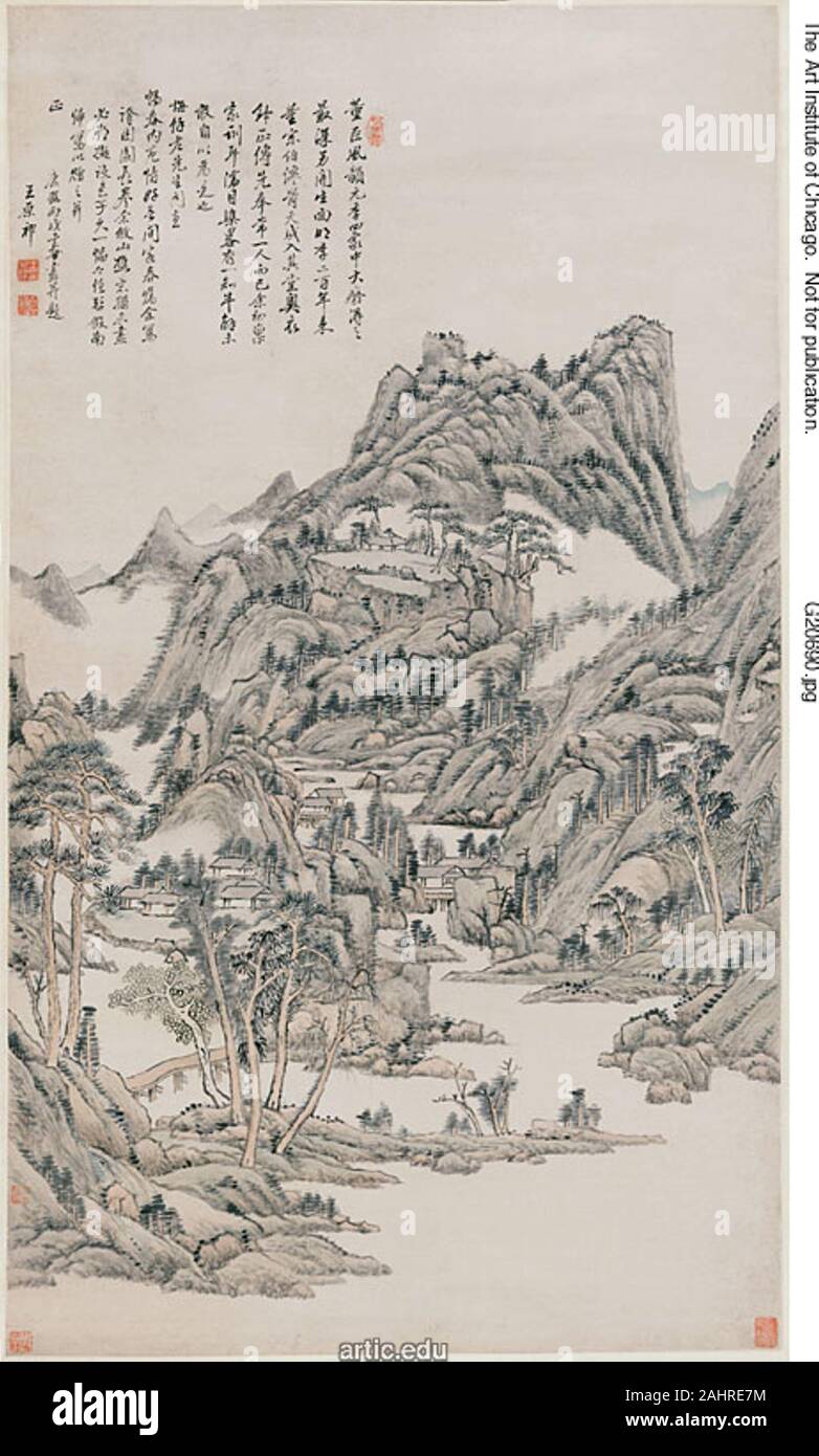 Wang Yuanqi. Paysage. 1642-1715. La Chine. Défilement pendaison ; l'encre et couleur sur papier Banque D'Images
