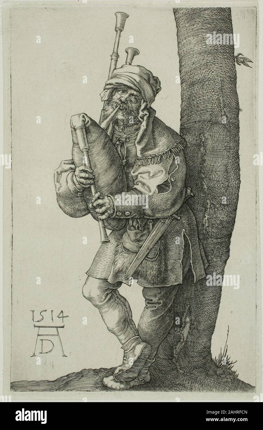 Albrecht Dürer. Le Bag-Piper. 1514. L'Allemagne. Gravure en noir sur papier vergé ivoire Banque D'Images