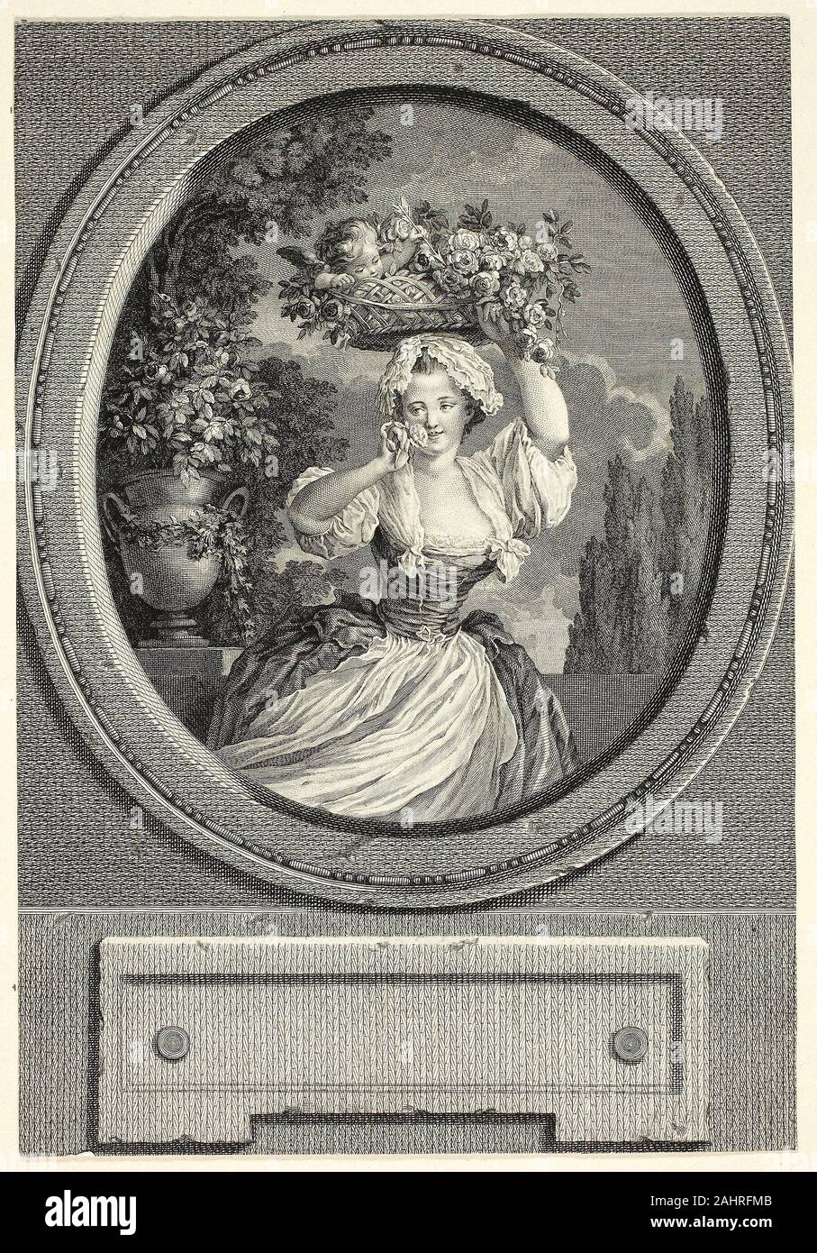 Pietro Antonio Martini. Jeune fille. 1753-1797. L'Italie. Eau-forte en noir sur papier Banque D'Images