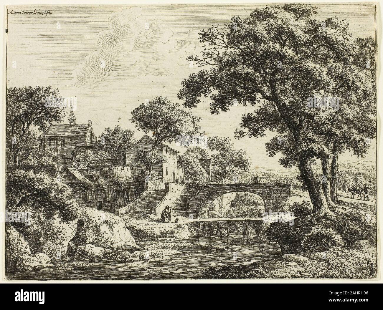 Anthonie Waterloo. Les deux ponts. 1650-1660. La Hollande. Eau-forte sur papier Banque D'Images