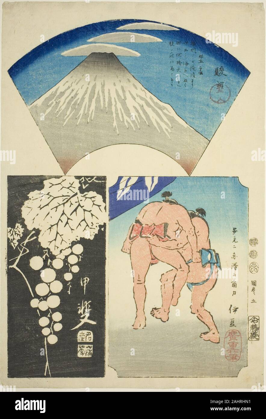 Utagawa Hiroshige. Suruga, Kai, et, d'Izu no 5 à partir de la découpe de la série des photos de la Provinces (Kunizukushi harimaze zue). 1852. Le Japon. Gravure sur bois en couleur, Oban, harimaze Banque D'Images