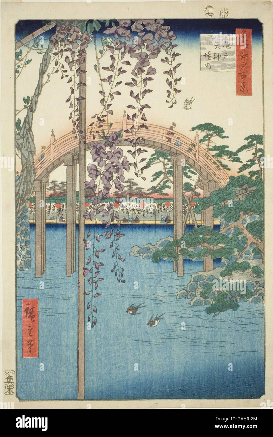 Utagawa Hiroshige. Enceinte de Kameido Tenjin Tenjin keidai Kameido (Sanctuaire), de la série Cent vues célèbres d'Edo (Edo Meisho hyakkei). 1856. Le Japon. Estampe oban couleur ; Banque D'Images
