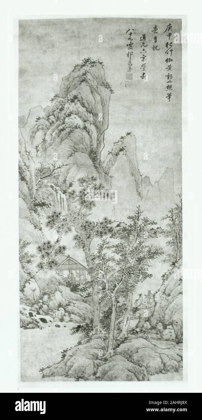 Zhaijia Qi. Après Wang Meng paysage. 1680. La Chine. Défilement pendaison ; l'encre et couleurs légères sur papier Banque D'Images