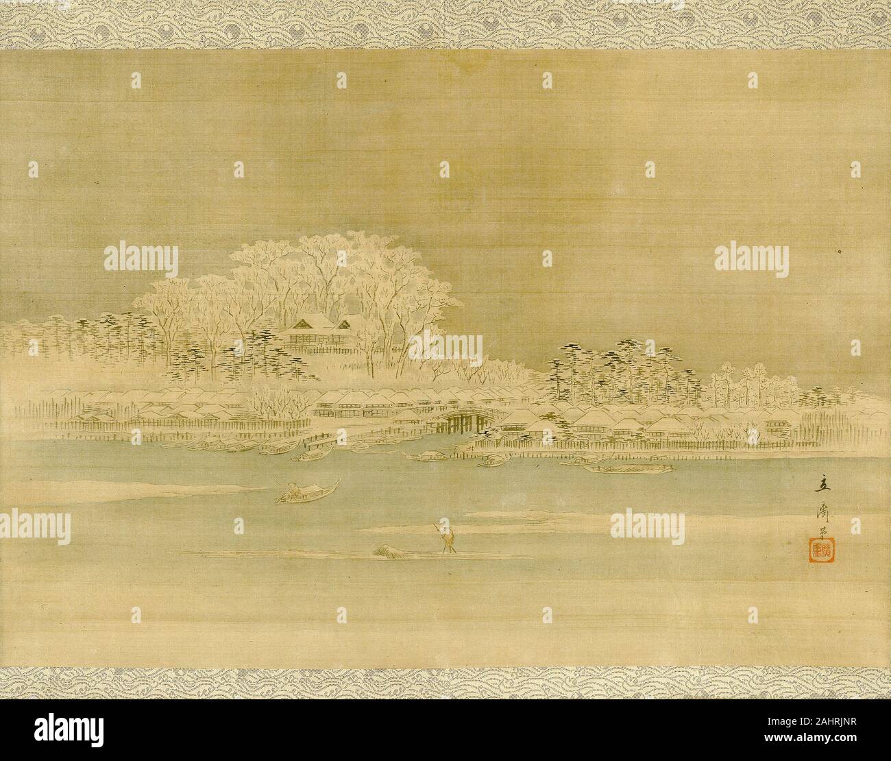 Utagawa Hiroshige. Matsuchiyama sur la rivière Sumida. 1833-1866. Le Japon. Défilement pendaison ; l'encre et couleur sur soie Banque D'Images