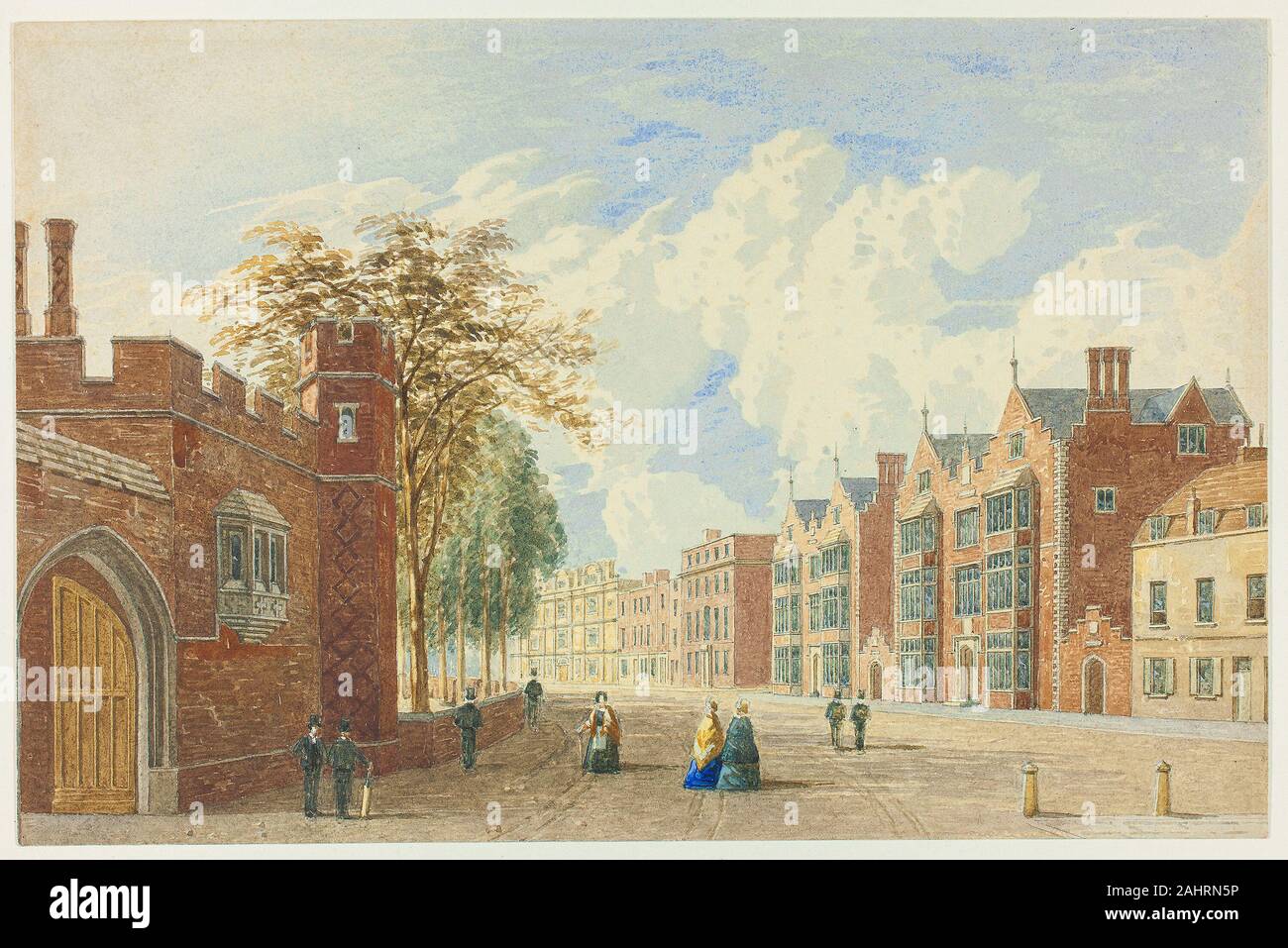 George Pyne. High Street, Eton. 1845-1850. L'Angleterre. Aquarelle rehaussée de gouache blanche sur mine de plomb sur vélin crème Banque D'Images