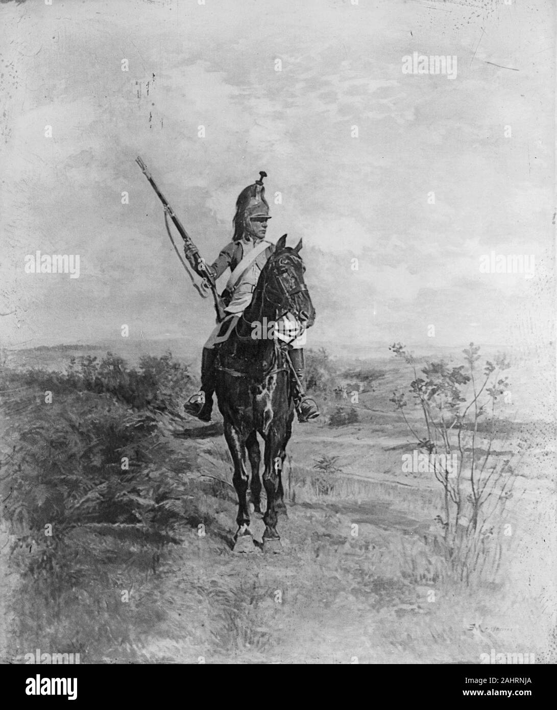 Jean Louis Ernest Meissonier. Le Out-Post. 1875-1885. La France. Huile sur toile Banque D'Images