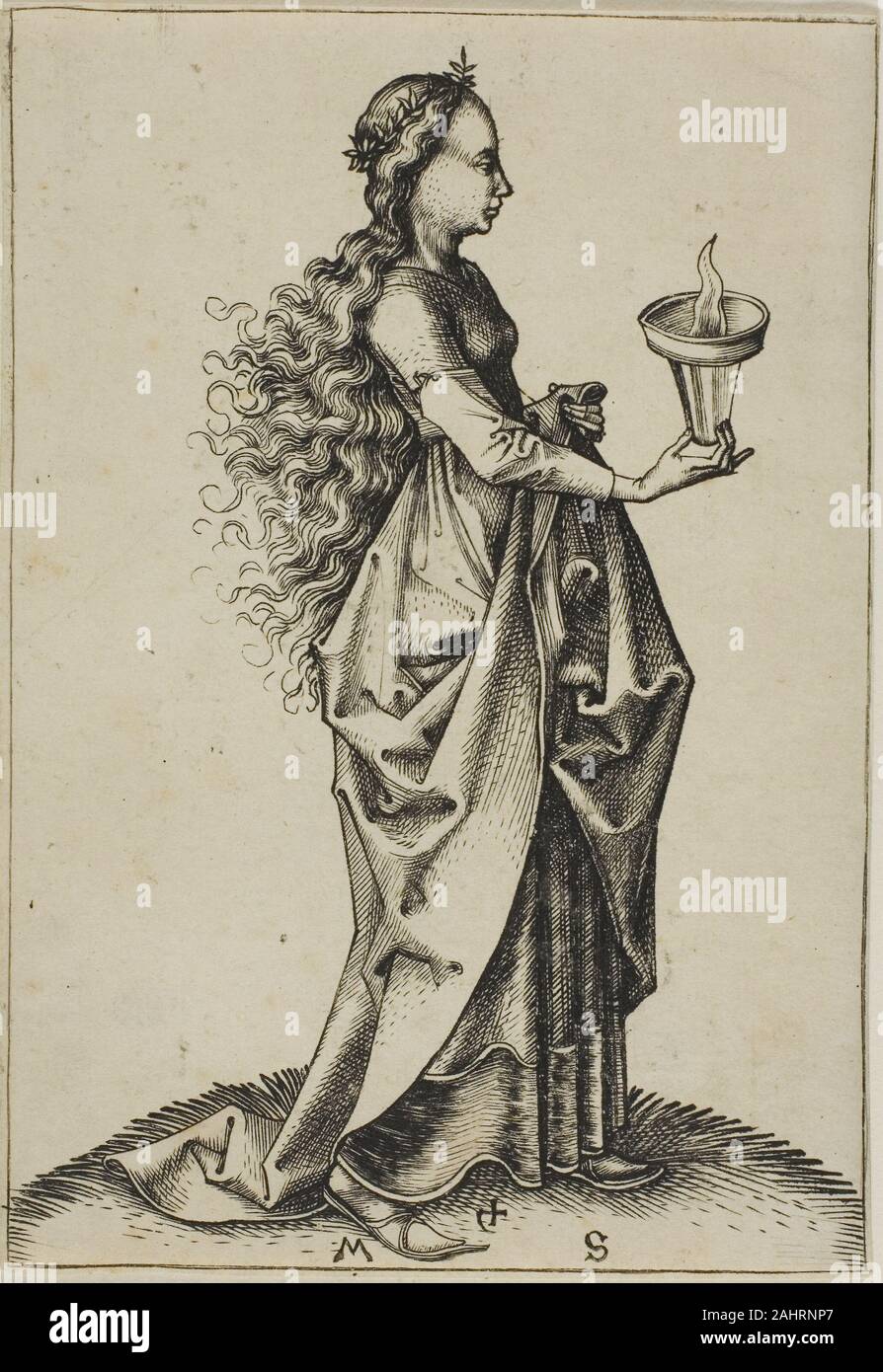 Martin Schongauer. Le cinquième vierge sage. 1450-1491. L'Allemagne. Gravure sur papier Banque D'Images