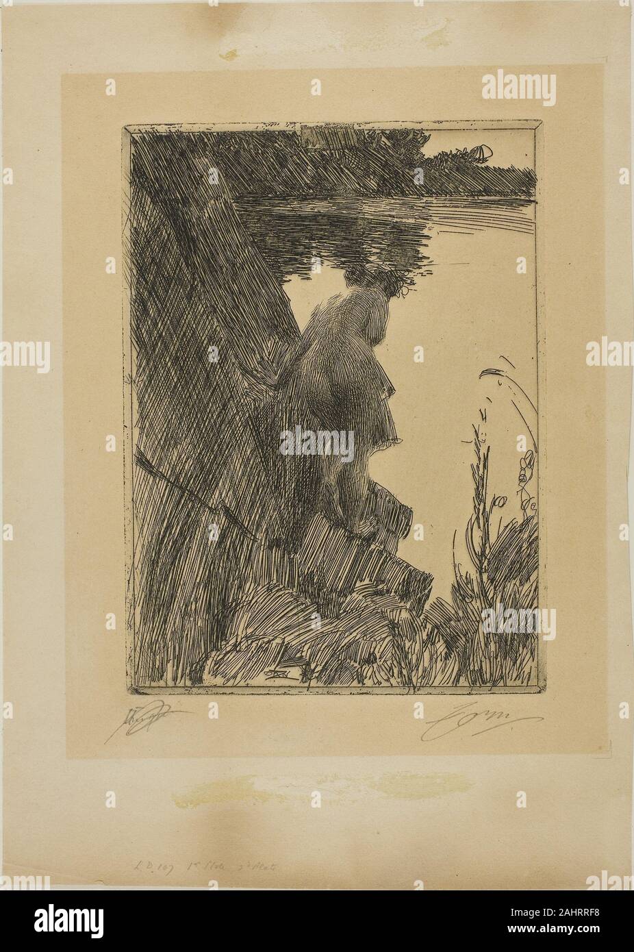 Anders Zorn. Bather (soir) II. 1896. La Suède. Gravure sur papier vélin beige Banque D'Images
