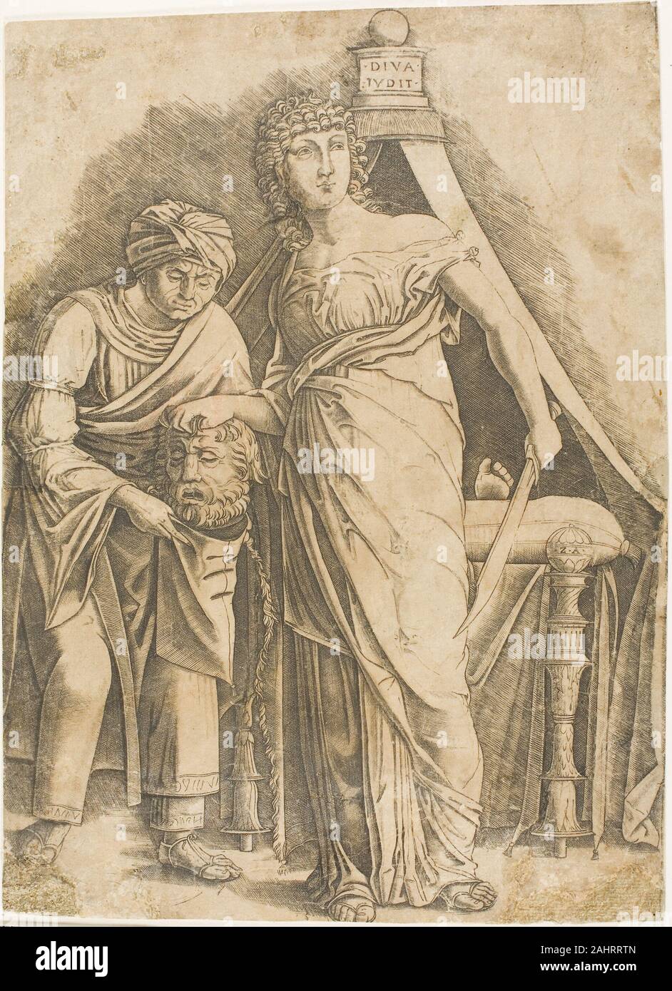 Giovanni Antonio da Brescia. Judith avec la tête d'Holopherne. 1492-1502. L'Italie. Gravure sur papier Banque D'Images