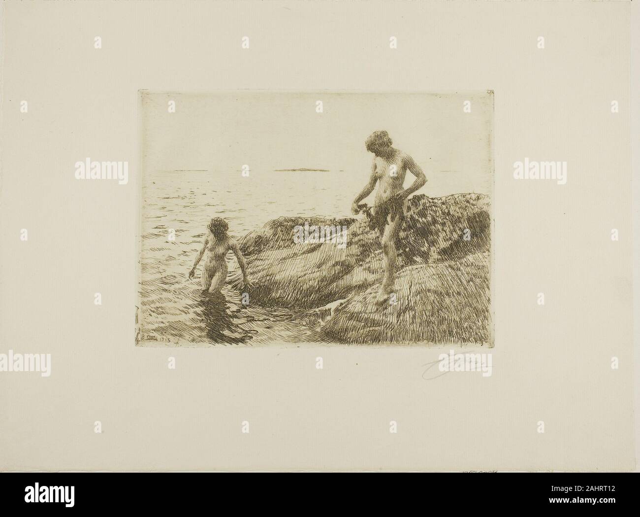 Anders Zorn. Seaward Skerries. 1913. La Suède. Gravure sur papier vergé ivoire Banque D'Images