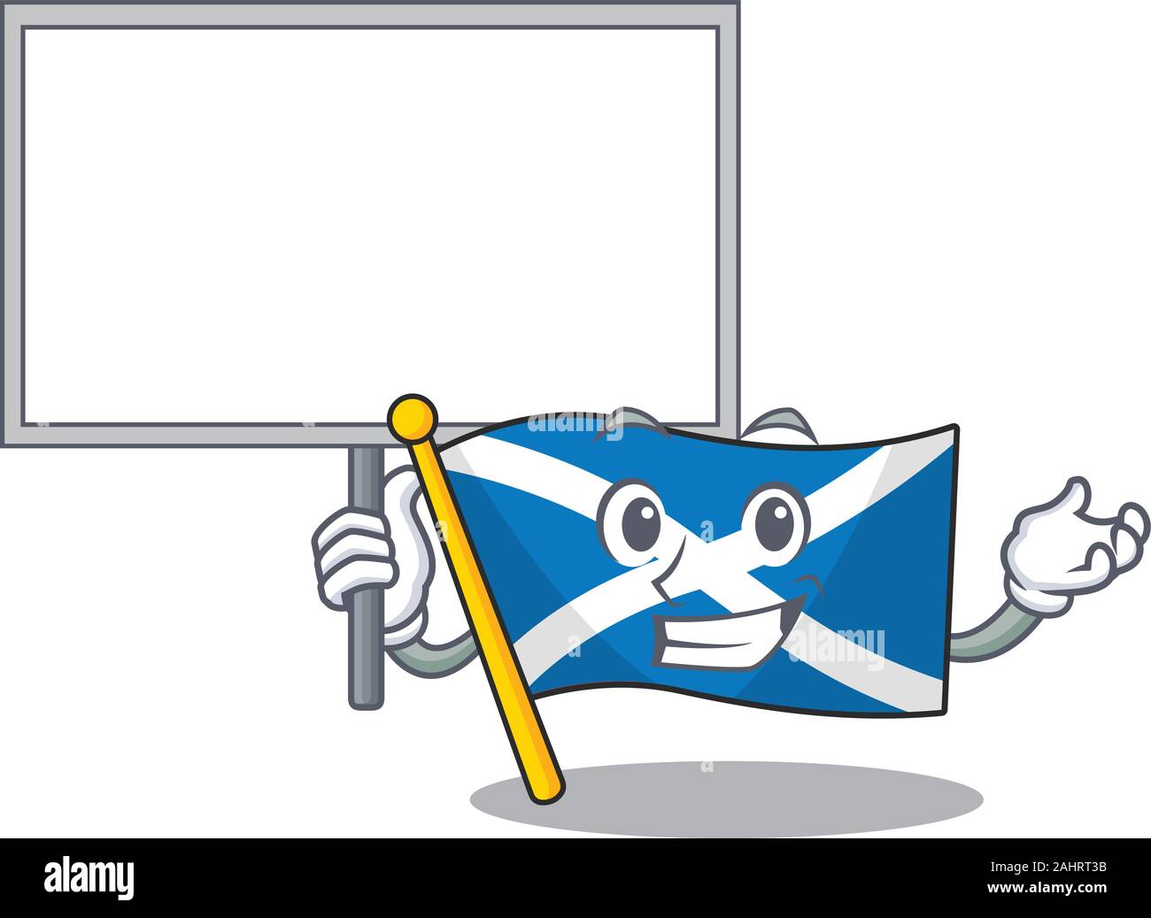 Faites défiler l'Ecosse drapeau cute cartoon character apporter un conseil Illustration de Vecteur