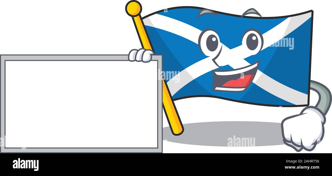 Faites défiler jusqu'à l'écosse drapeau cartoon mascot conseil style design Illustration de Vecteur