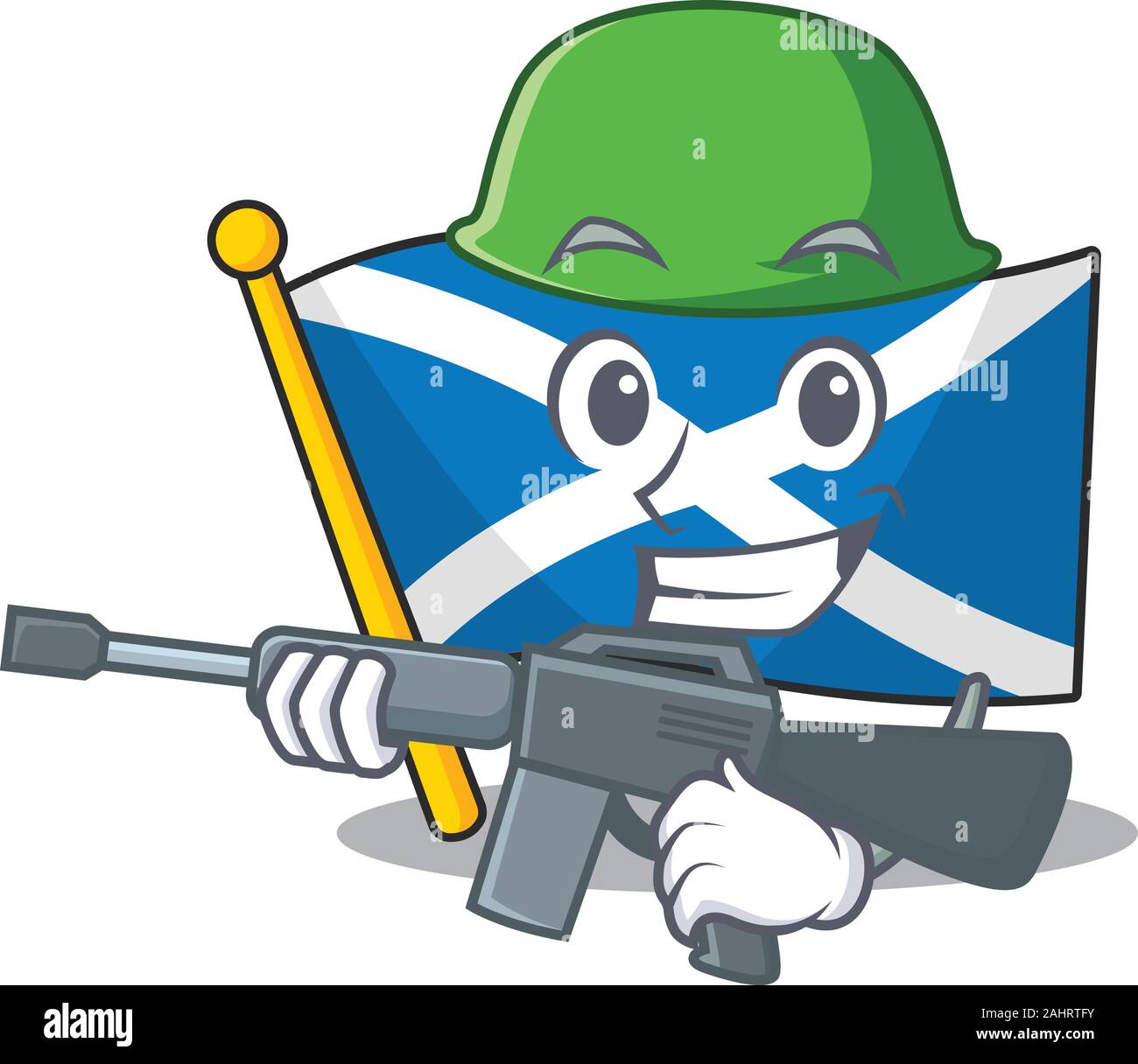 Une mascotte de l'Ecosse drapeau de l'Armée de défilement avec machine gun Illustration de Vecteur